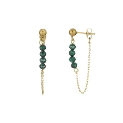 Boucles Isa Pierres Malachite acier doré or