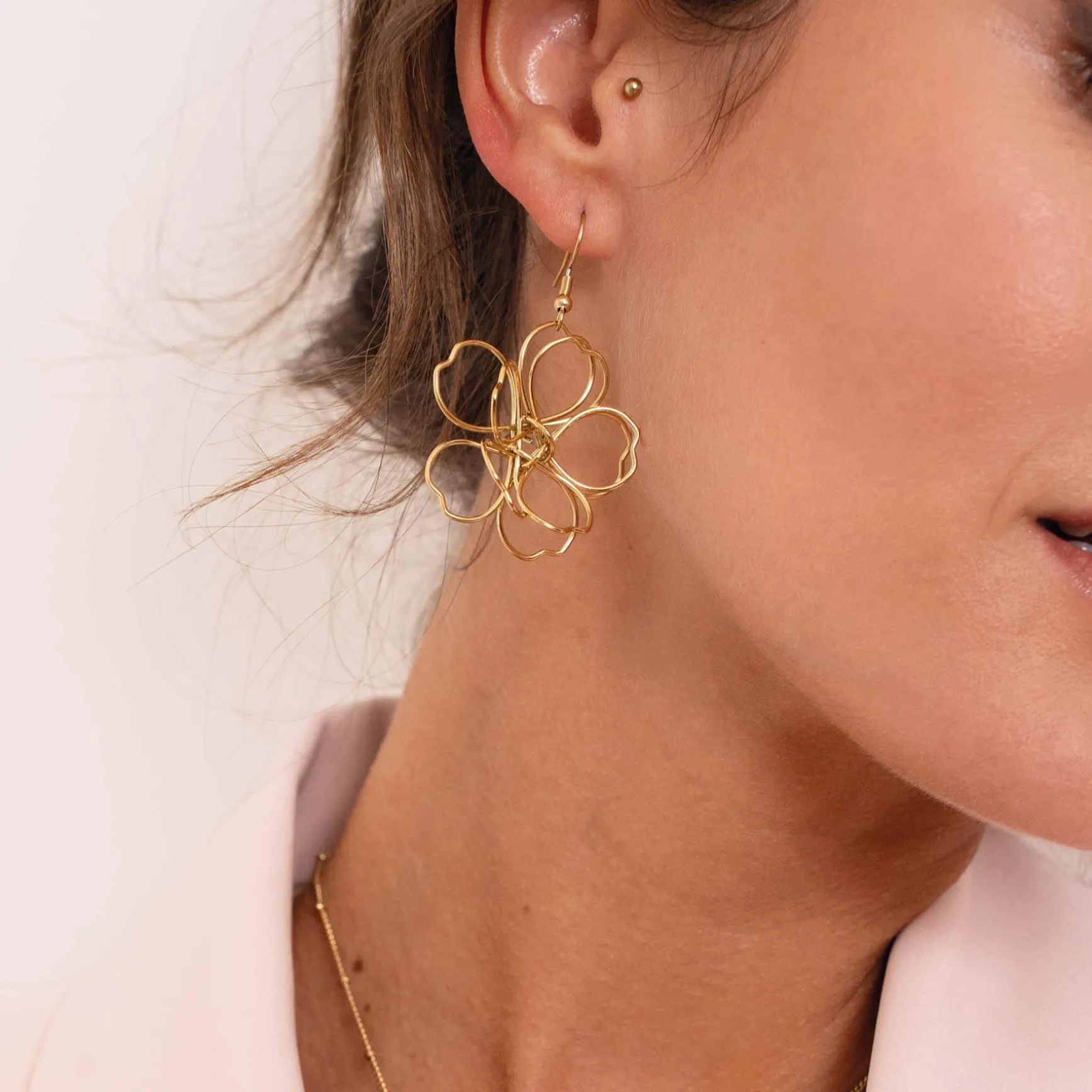 Boucles Julia acier doré or