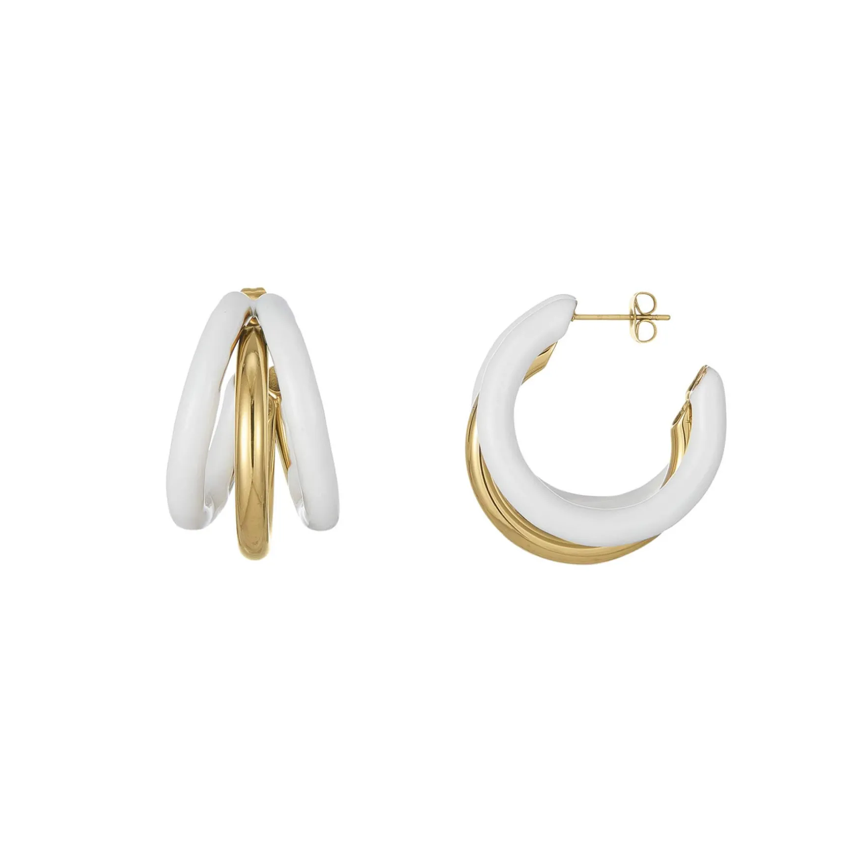 Boucles Lona blanches acier doré or