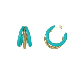 Boucles Lona bleues acier doré or