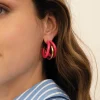 Boucles Lona fuchsias acier doré or