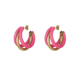 Boucles Lona fuchsias acier doré or