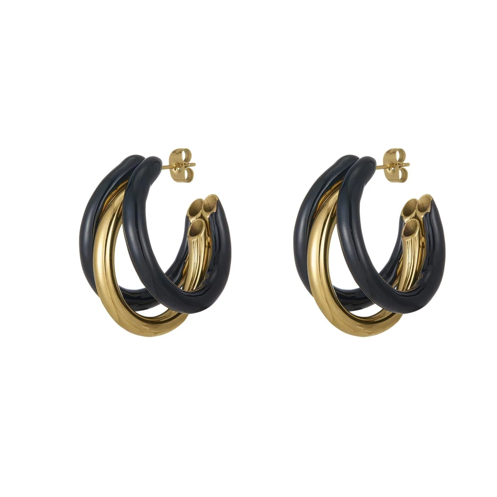 Boucles Lona noires acier doré or
