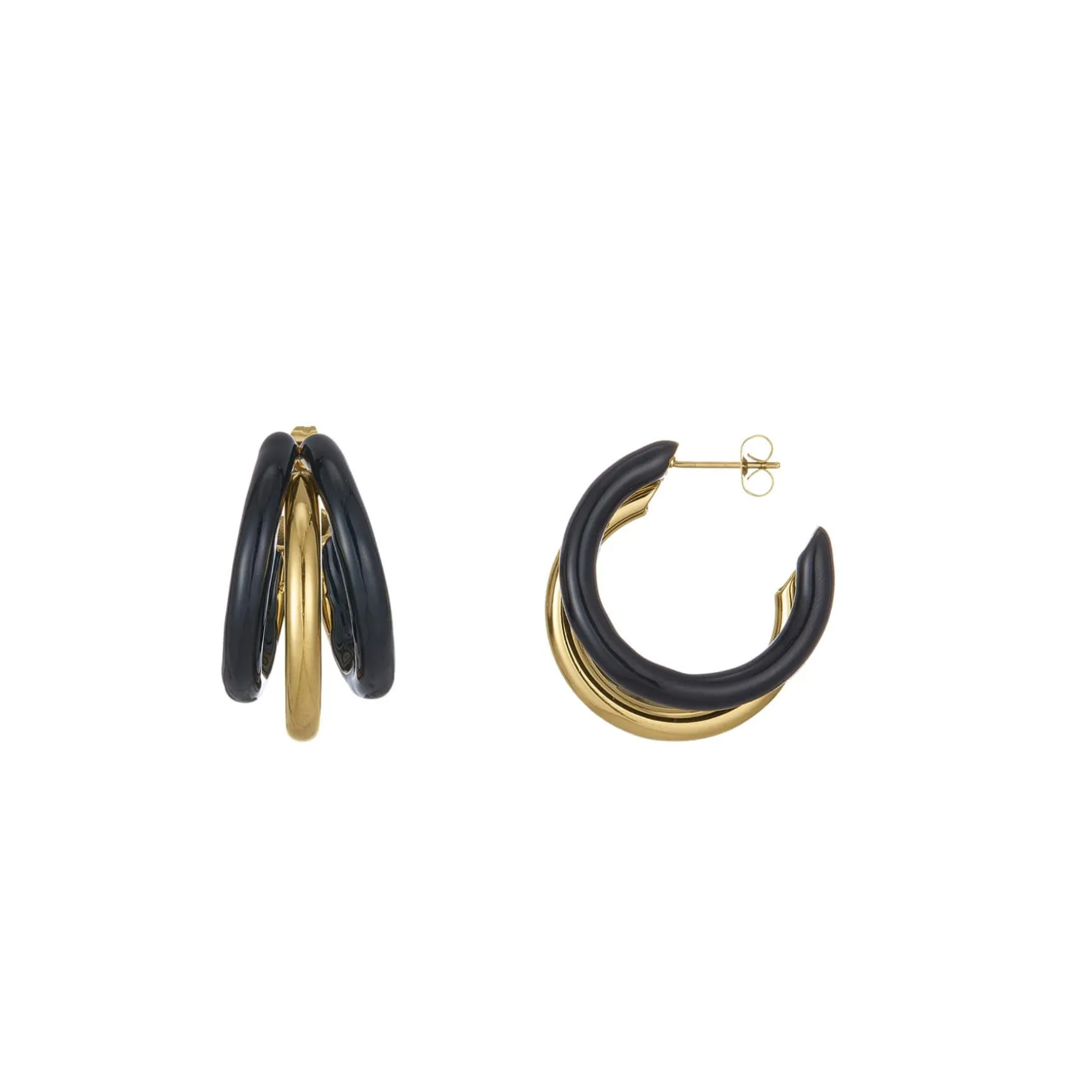 Boucles Lona noires acier doré or