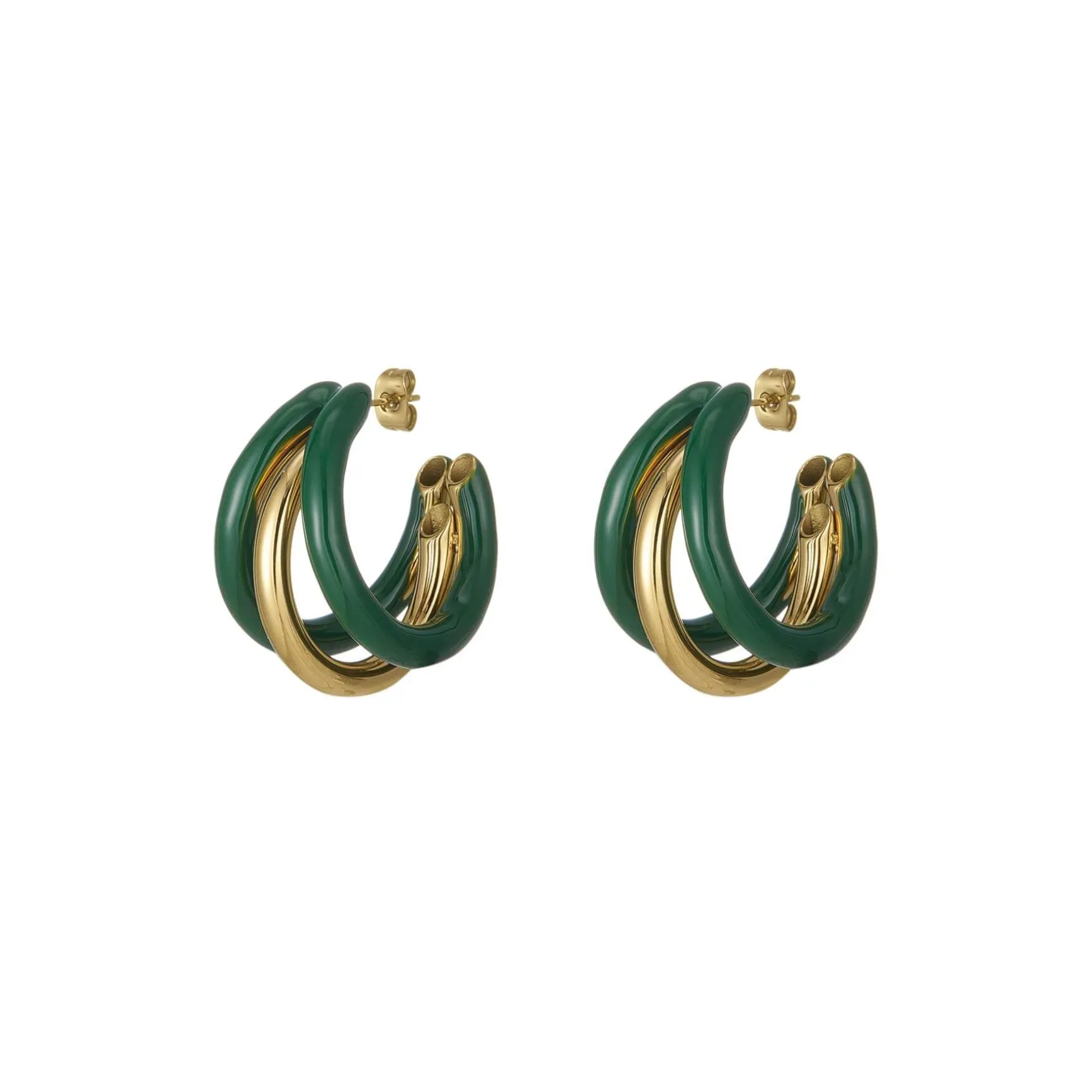 Boucles Lona vertes acier doré or
