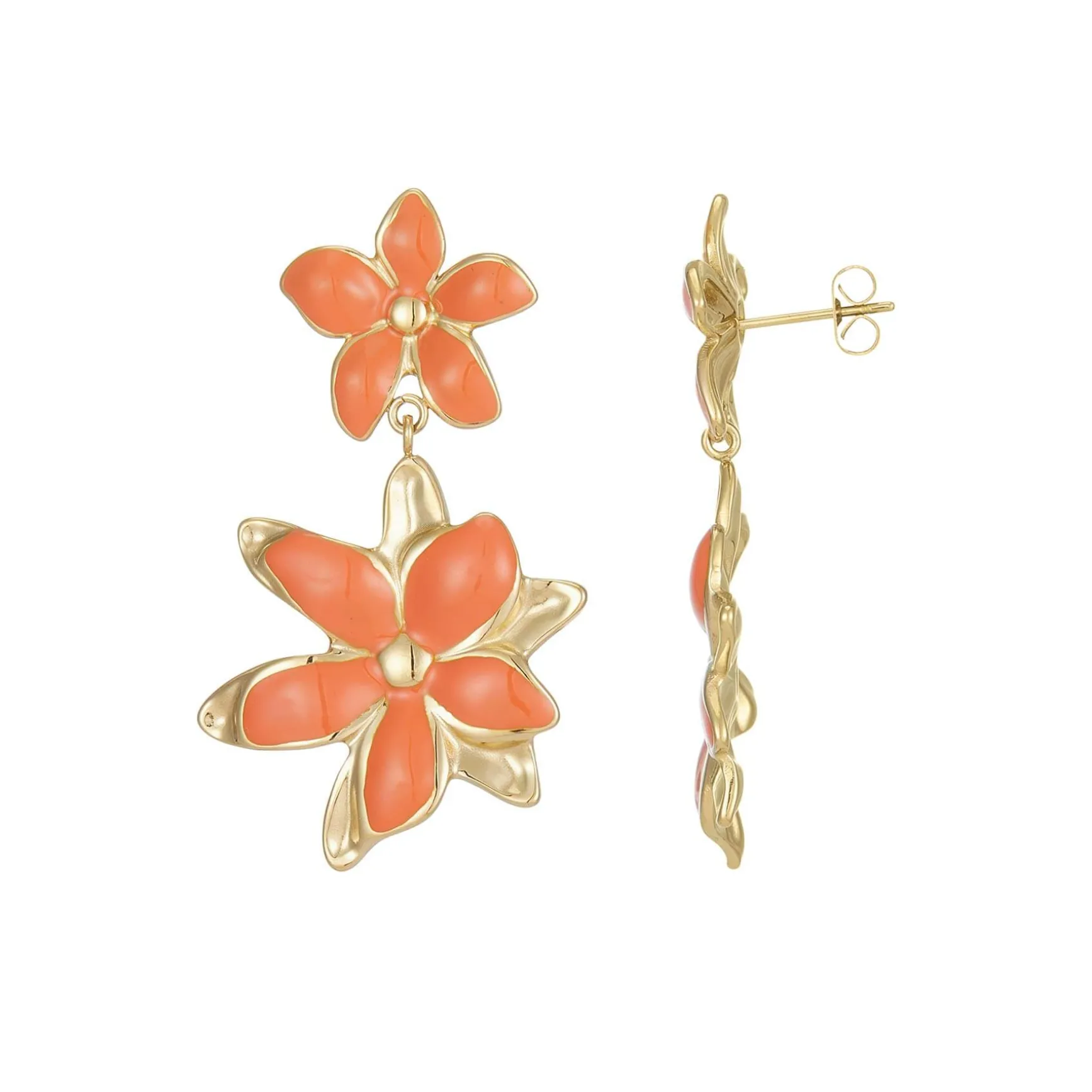 Boucles Maddy orange acier doré or
