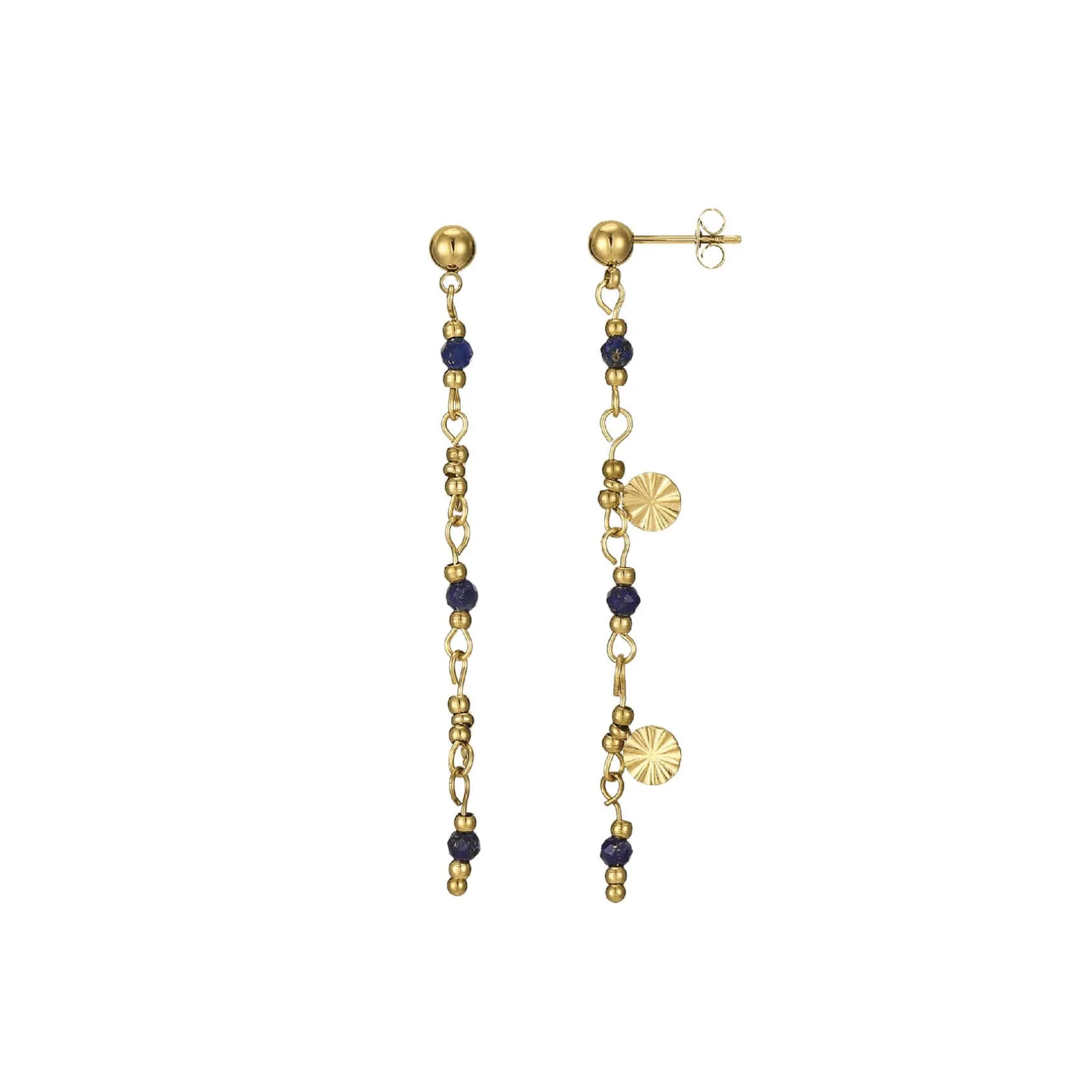 Boucles Mako Lapis Lazuli acier doré or