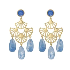 Boucles Mélissa bleues acier doré or