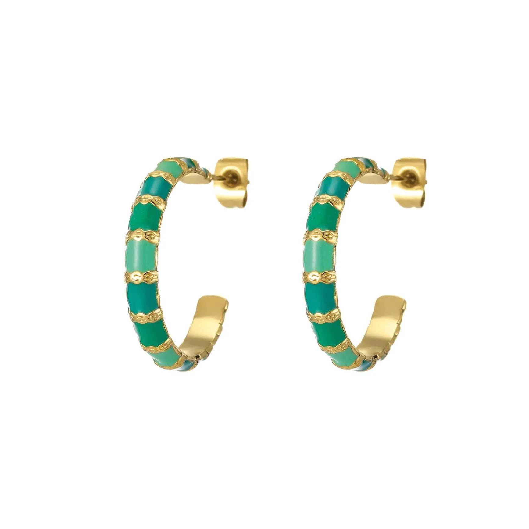 Boucles Mona vertes acier doré or