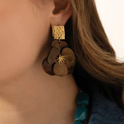 Boucles Naomi marrons acier doré or