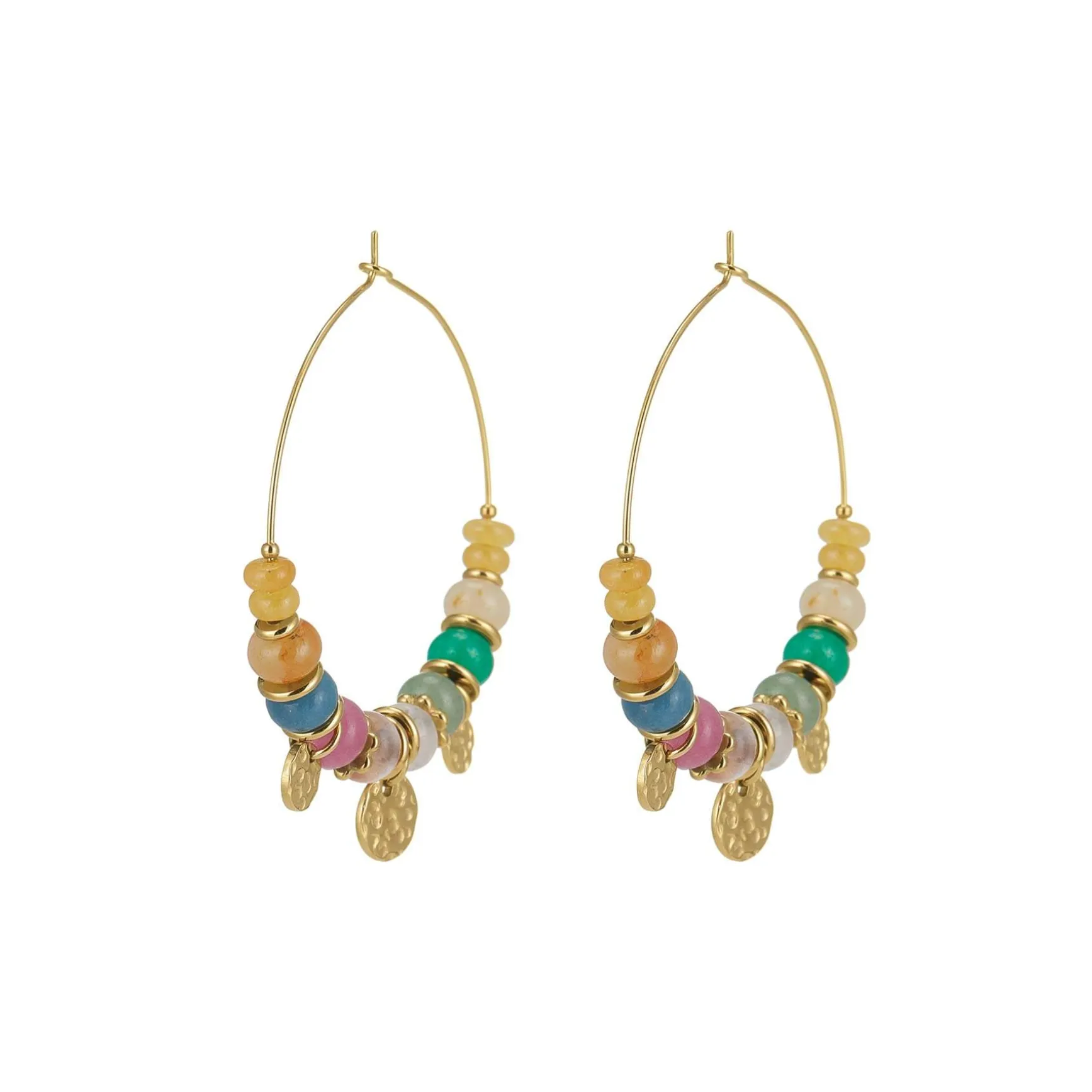 Boucles Olympe acier doré or multicolores