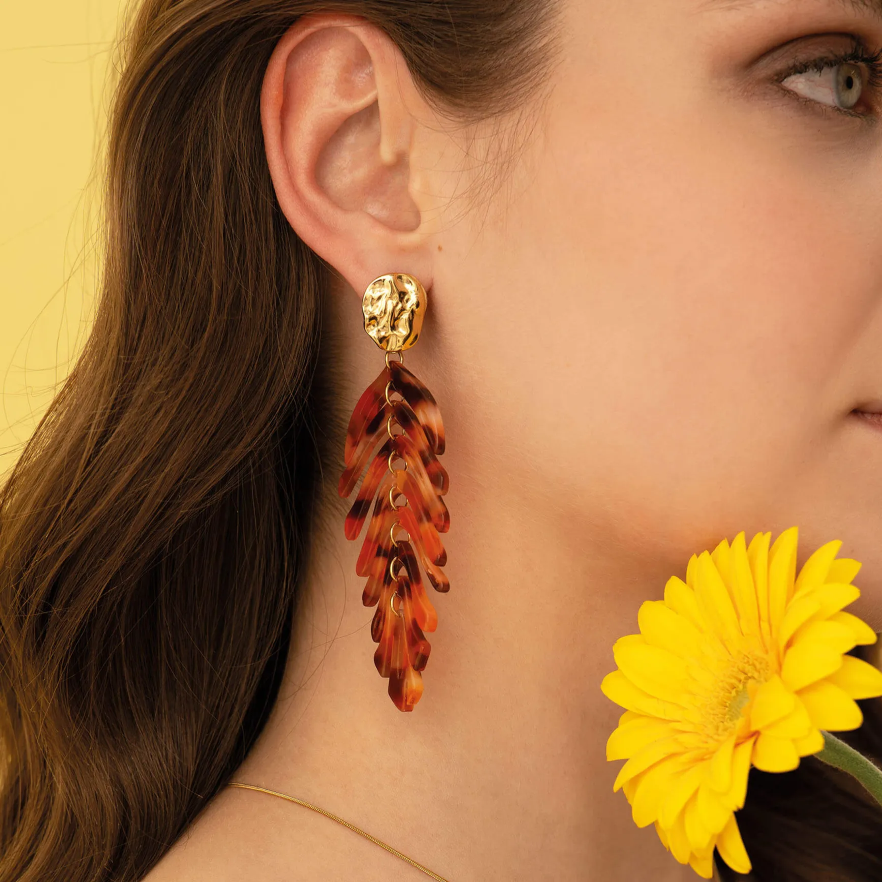 Boucles Palmyre Orange acier doré or