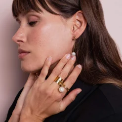 Boucles Perles Nacre acier doré or