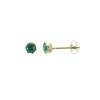 Boucles Puces acier doré or zircons vert