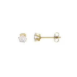 Boucles Puces acier doré or zircons blancs