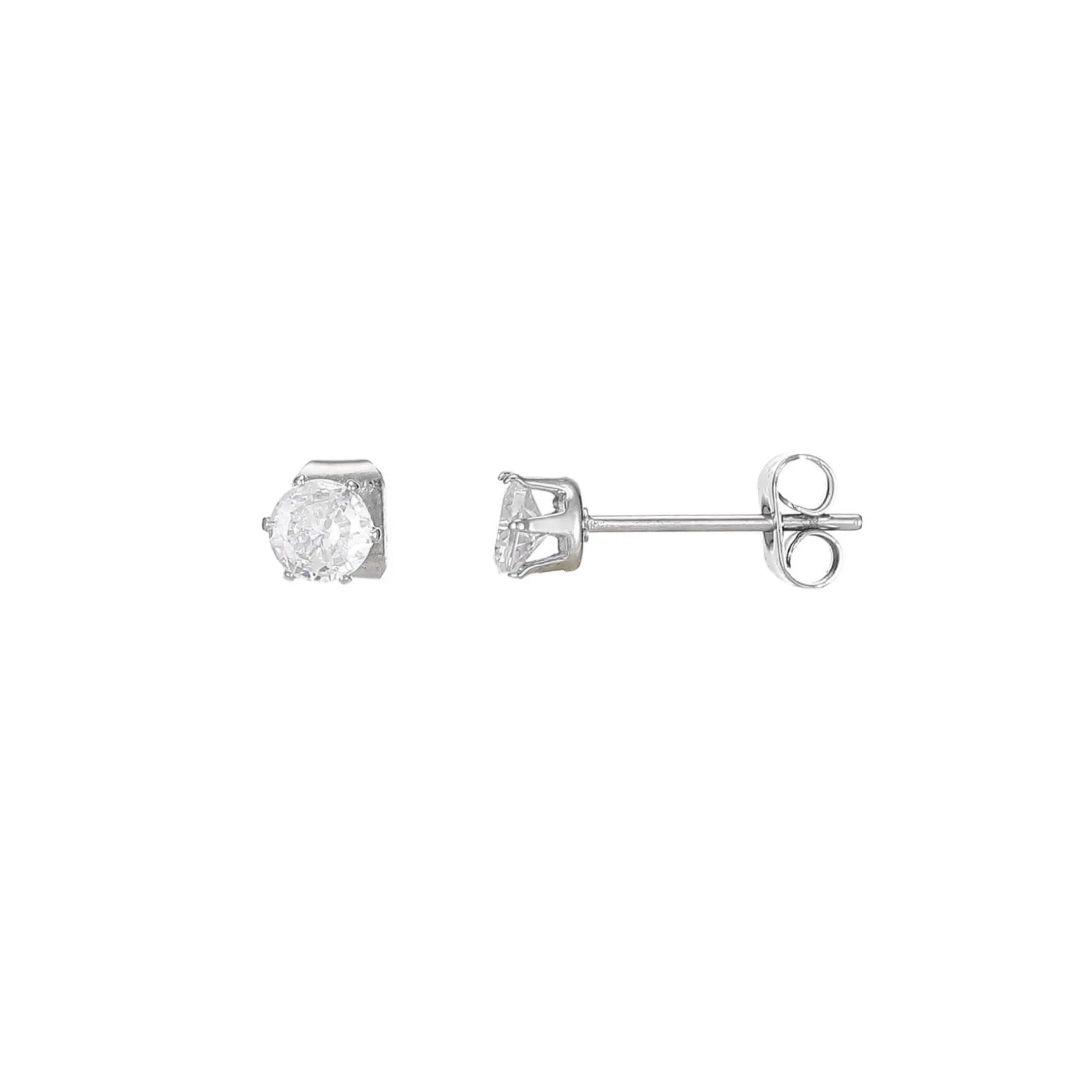 Boucles Puces acier zircons blancs