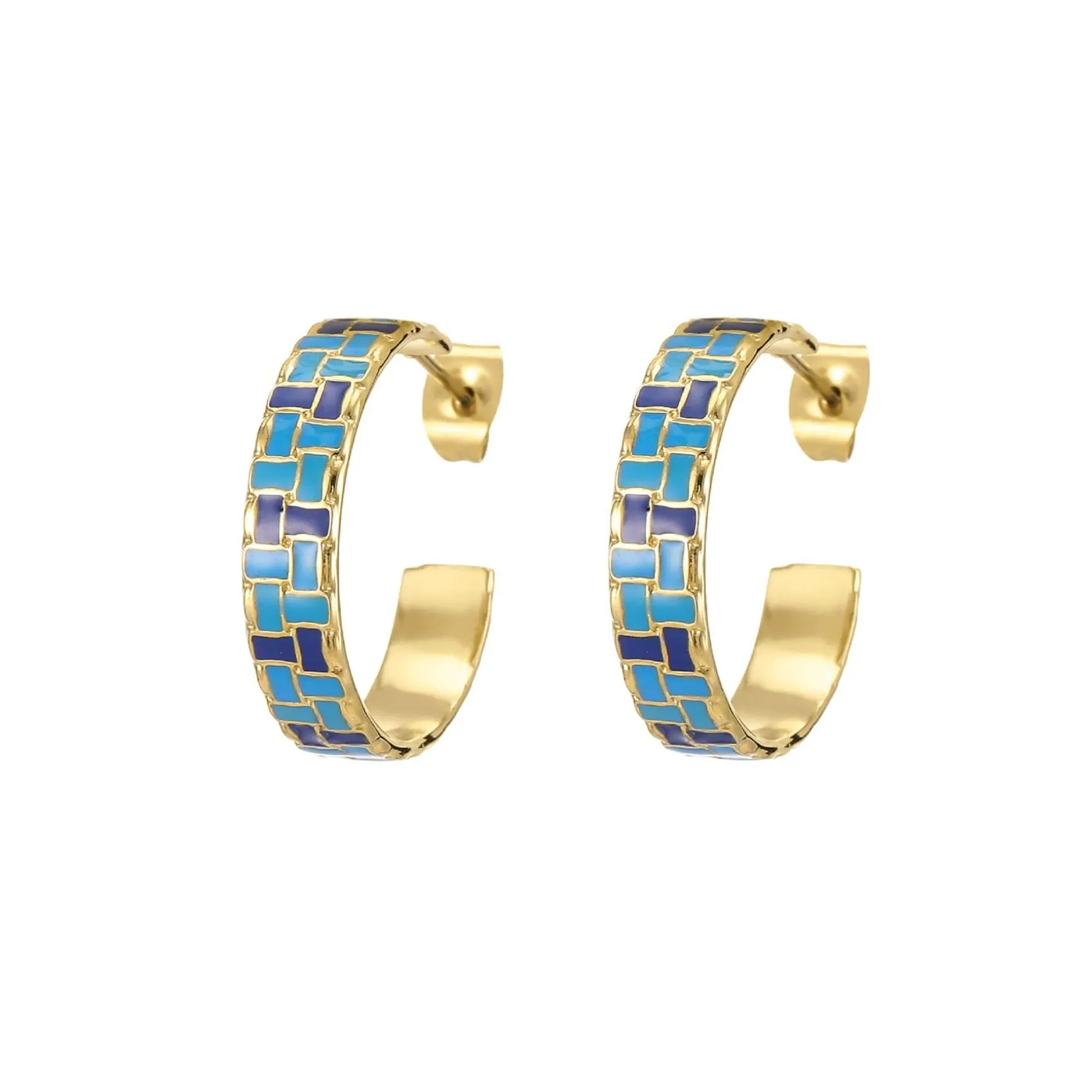 Boucles Rio bleues acier doré or