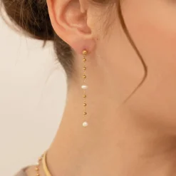 Boucles Rosaire nacre acier dorées or