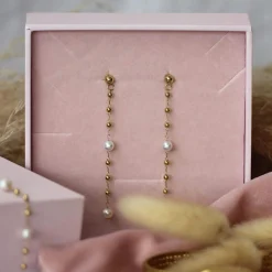 Boucles Rosaire nacre acier dorées or