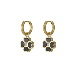 Boucles Trefle noir acier doré or