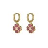Boucles Trefle rose acier doré or