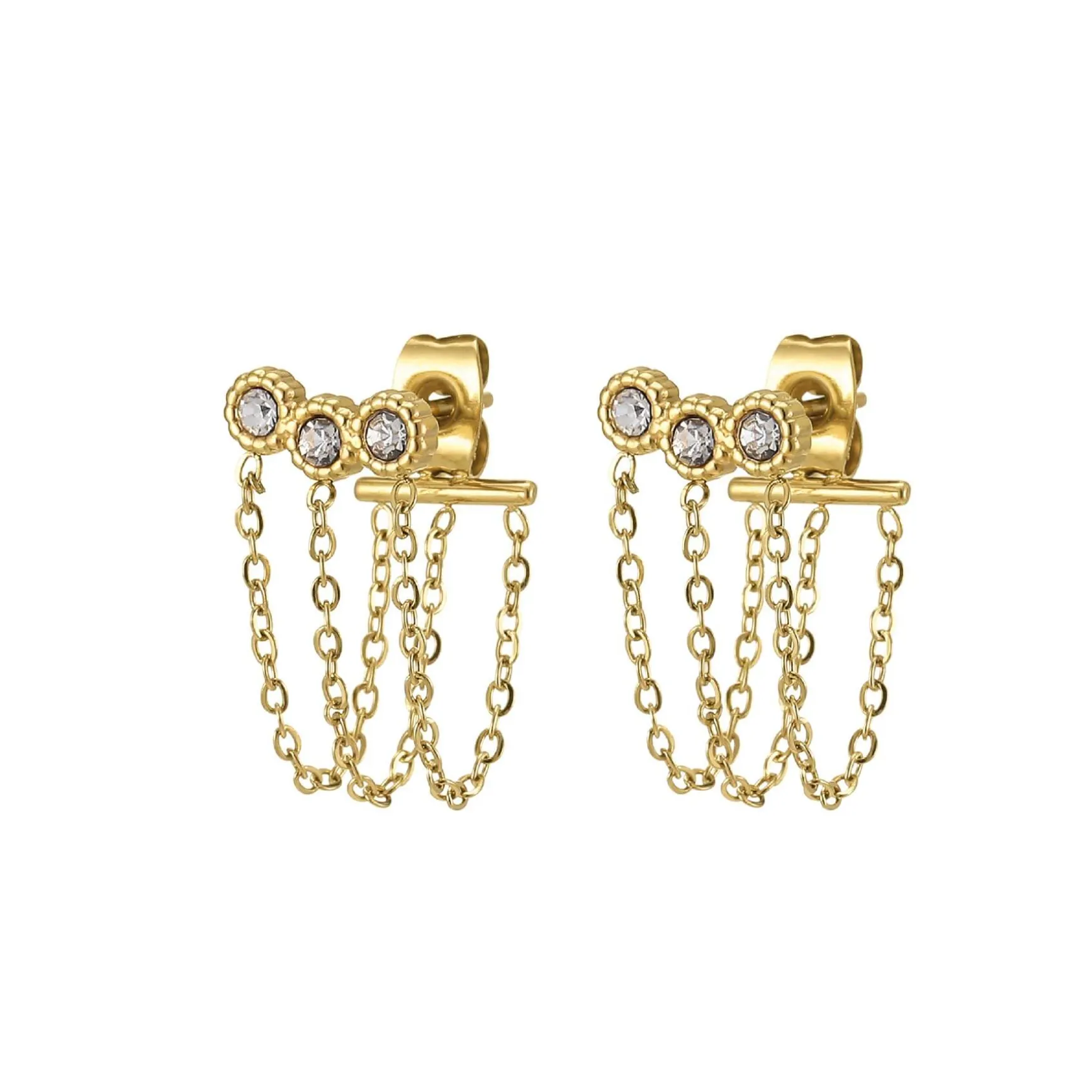 Boucles Trio zircons blancs