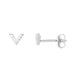 Boucles V zircons Argent 925 rhodié