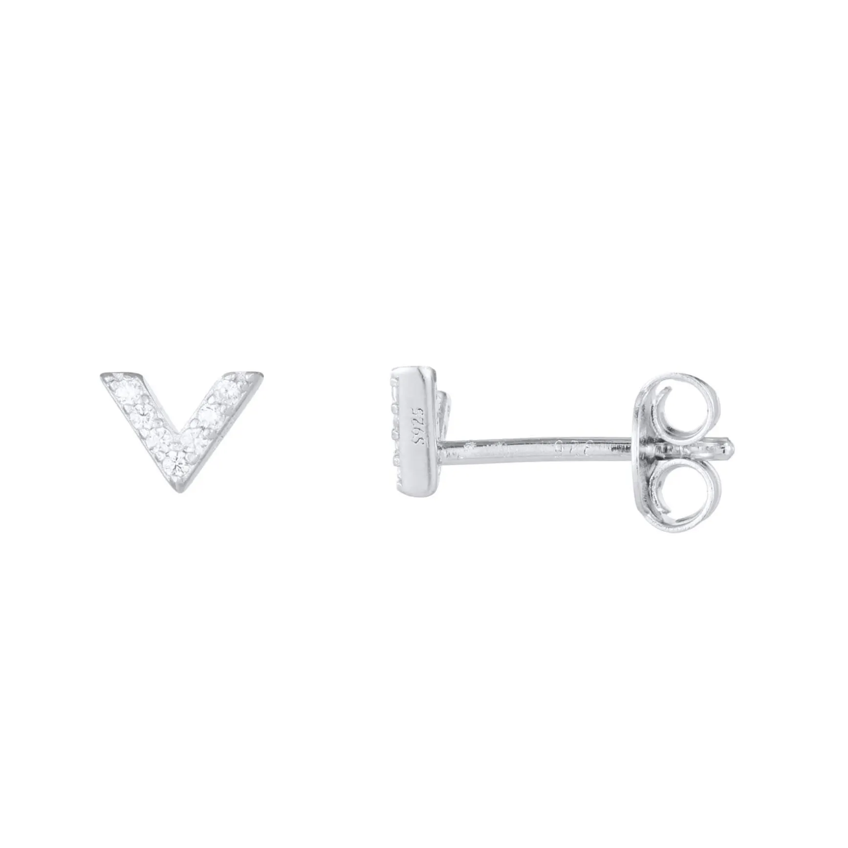Boucles V zircons Argent 925 rhodié