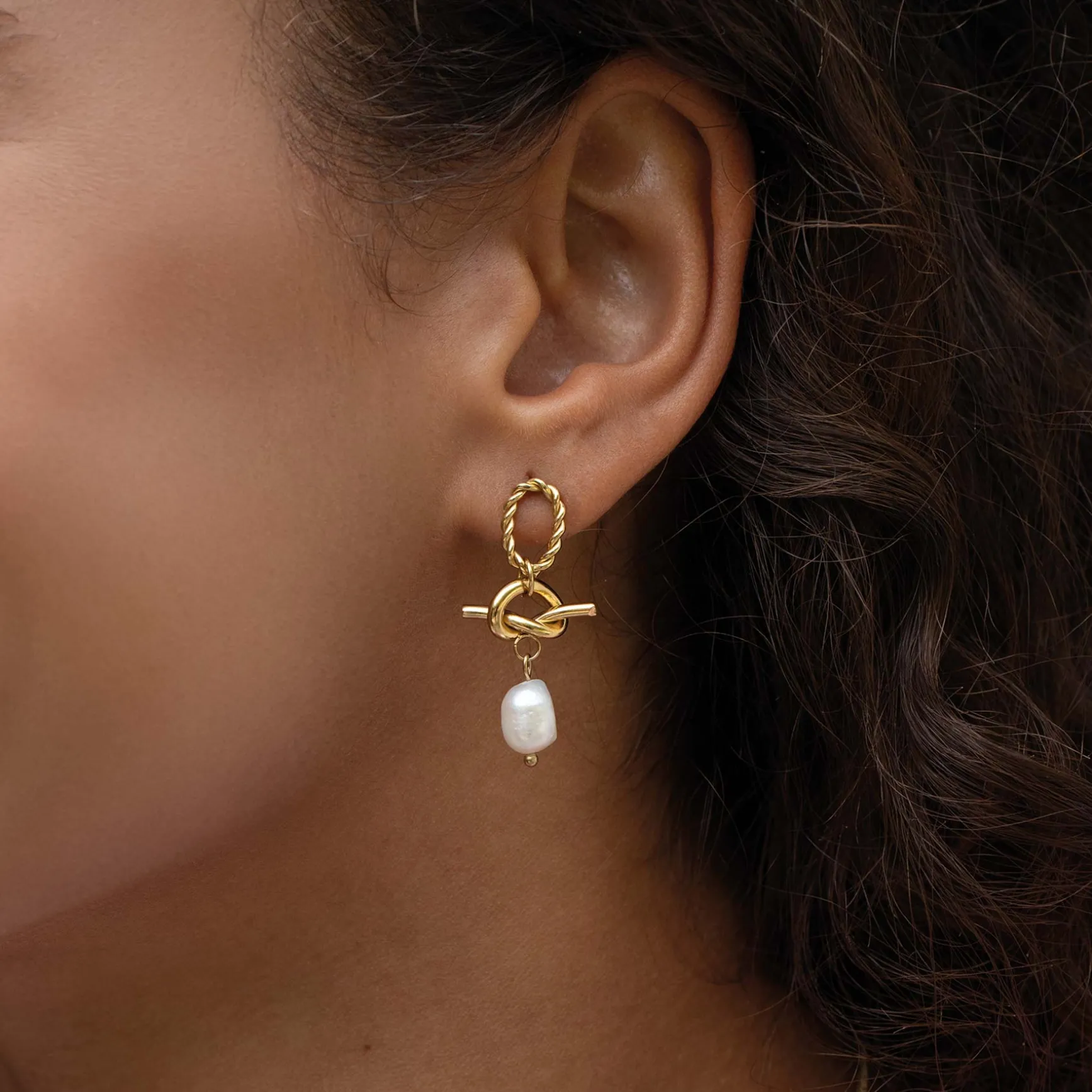 Boucles Valéria acier doré or et nacre