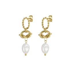 Boucles Valéria acier doré or et nacre