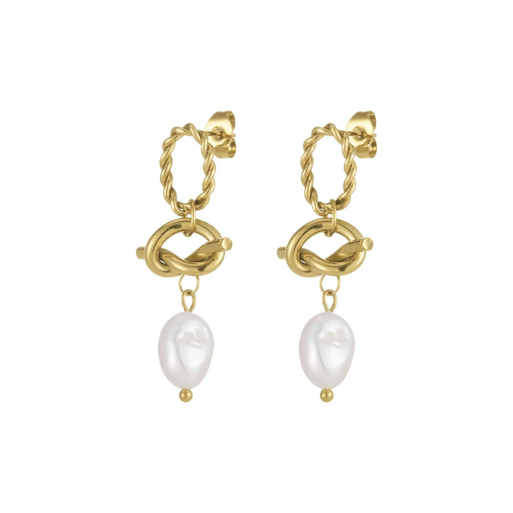 Boucles Valéria acier doré or et nacre