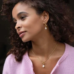 Boucles Valéria acier doré or et nacre