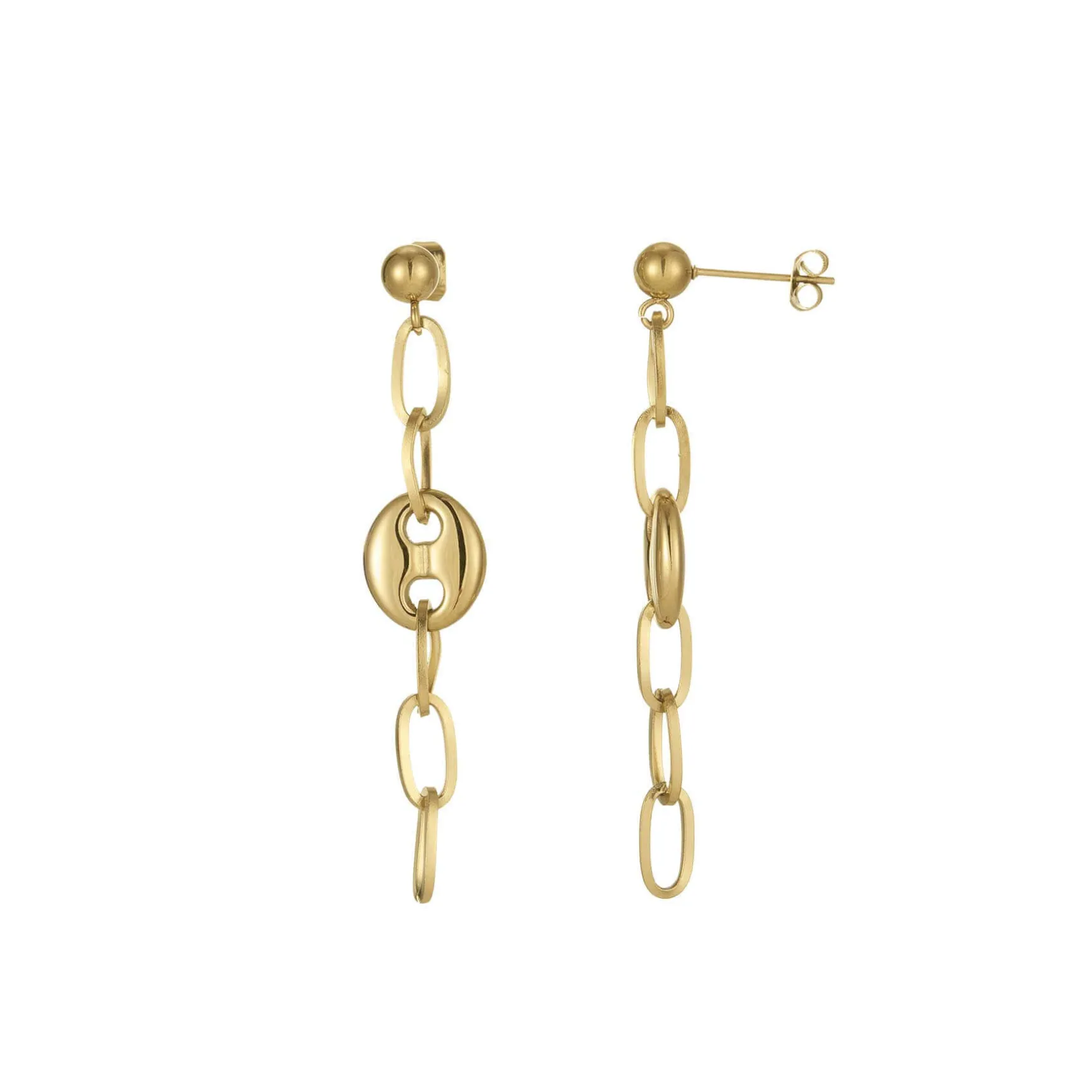Boucles Yako acier doré or