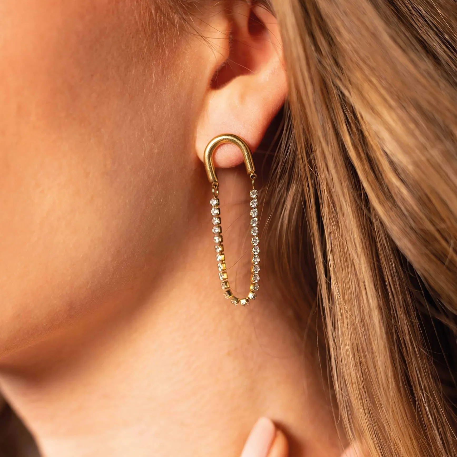 Boucles Zircons blancs acier dorées or