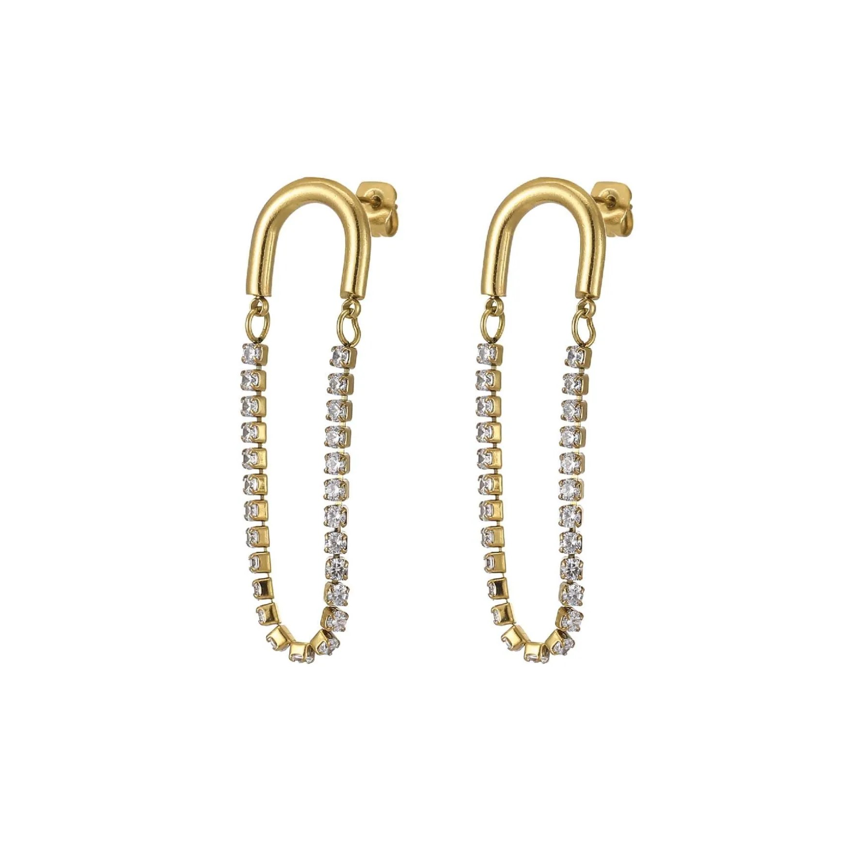 Boucles Zircons blancs acier dorées or