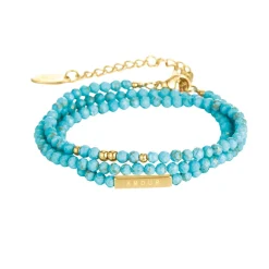 Bracelet 3 rangs Amour Howlite bleu