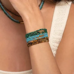 Bracelet 3 rangs Amour Howlite bleu