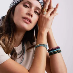 Bracelet 3 rangs Amour Howlite bleu