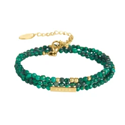 Bracelet Amour 3 rangs Pierres Malachite