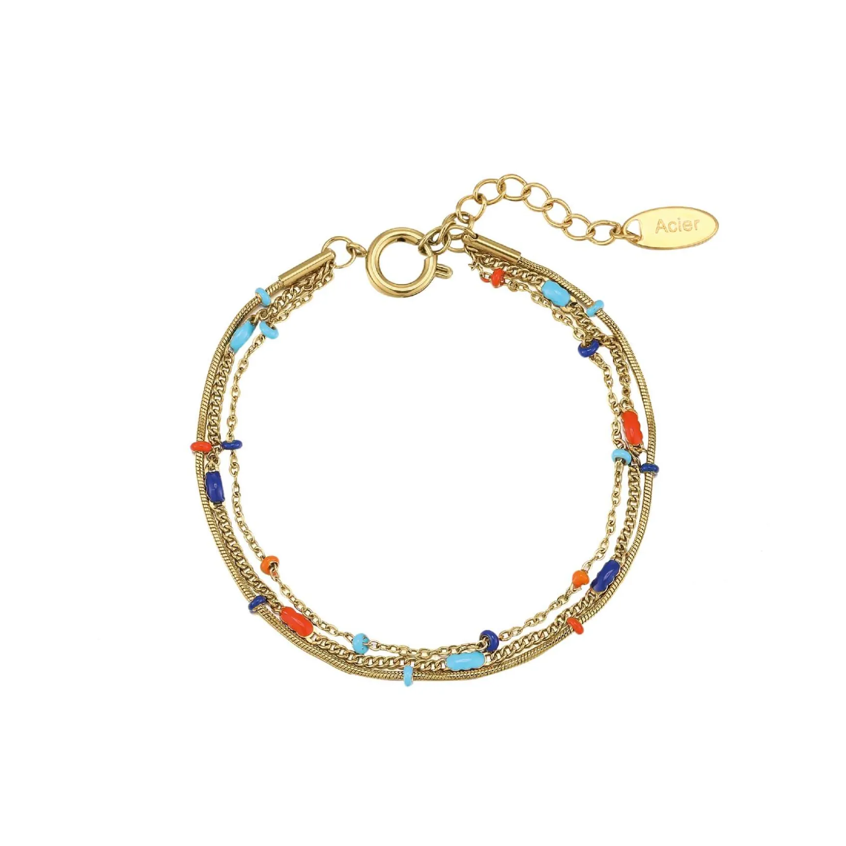 Bracelet Bilbao bleu acier doré or