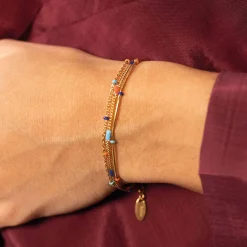 Bracelet Bilbao bleu acier doré or