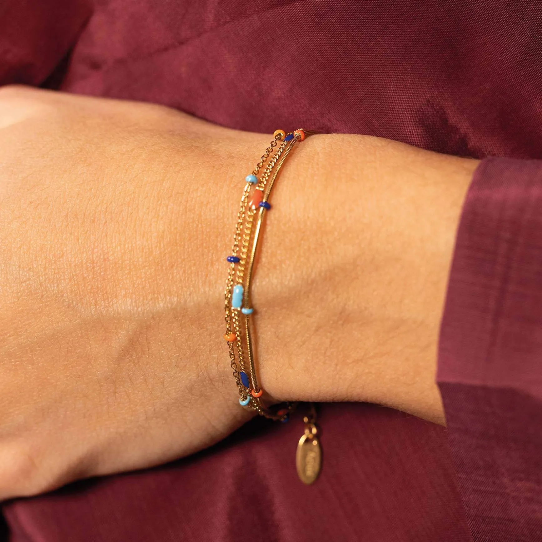 Bracelet Bilbao bleu acier doré or