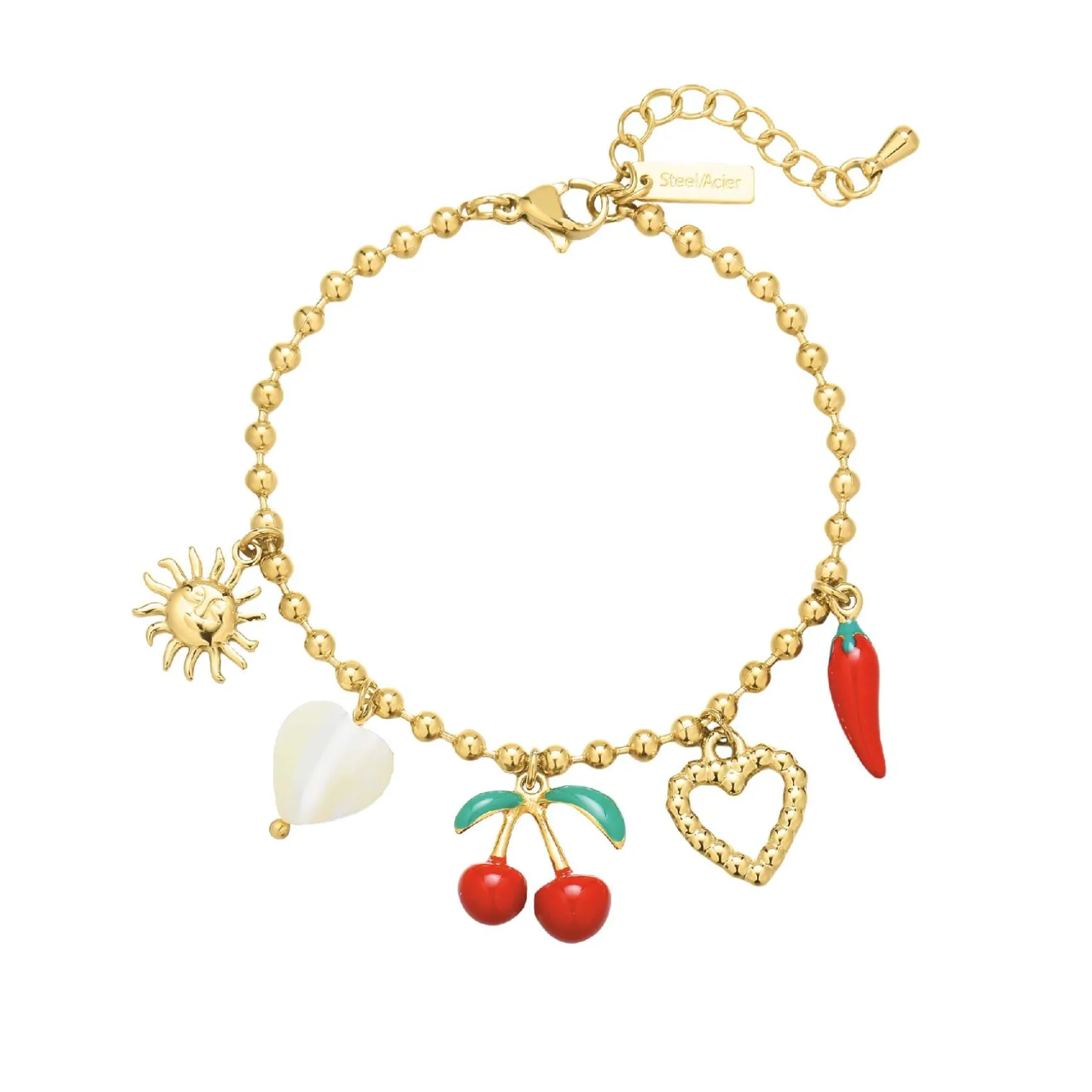 Bracelet Cherry acier doré or
