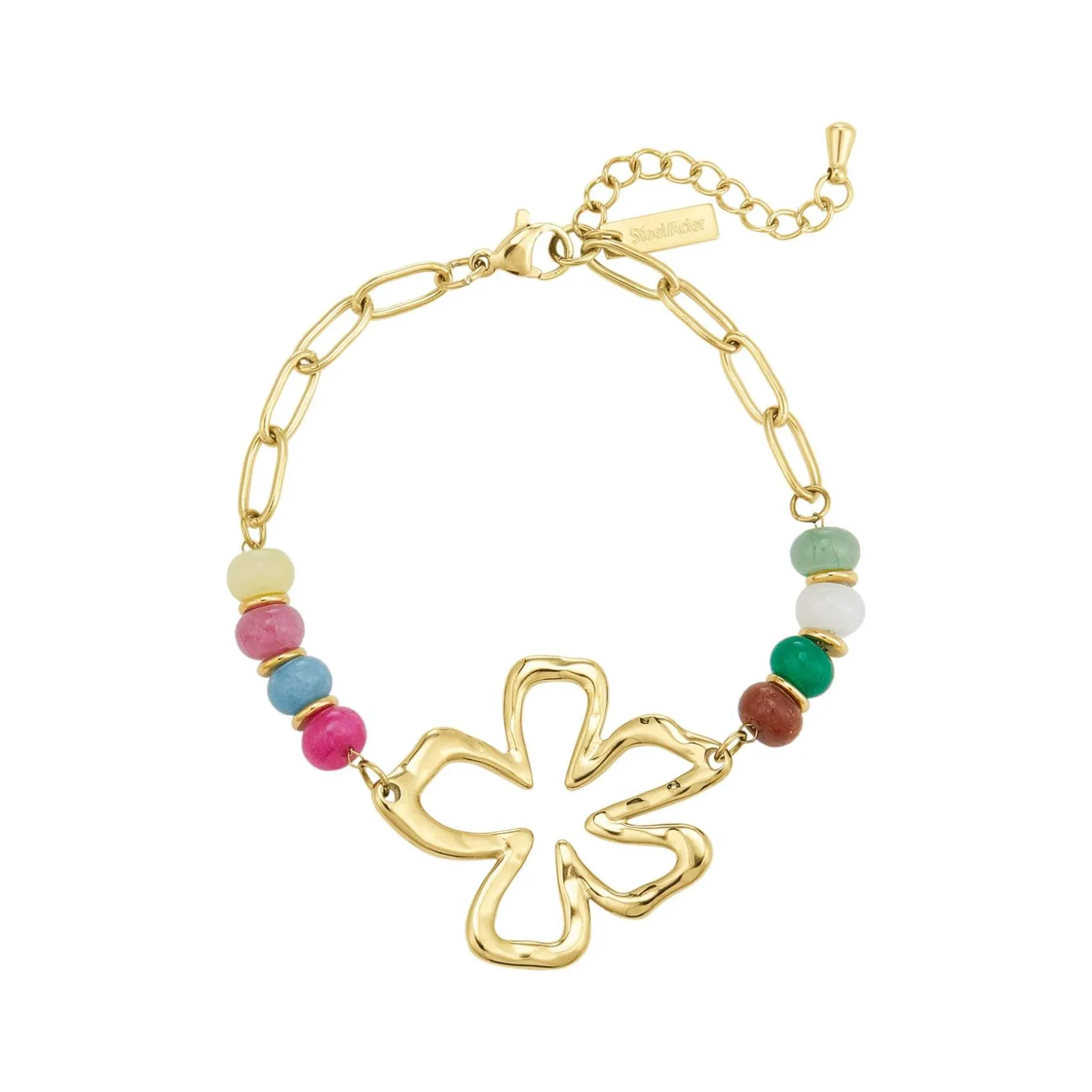 Bracelet Constance acier doré or multicolores