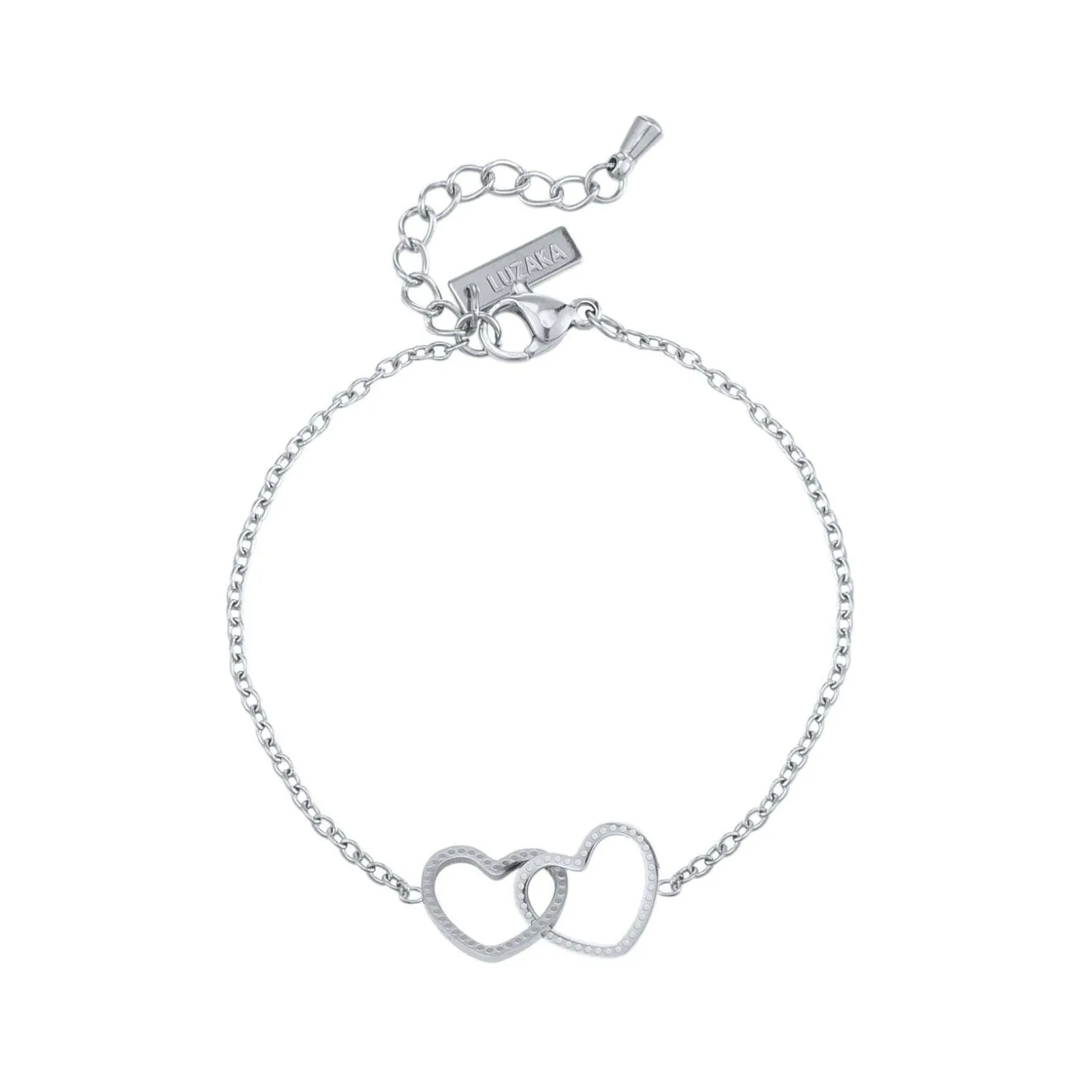 Bracelet cœurs entrelacés acier argenté