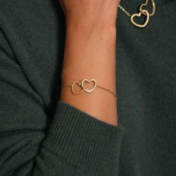 Bracelet cœurs entrelacés acier doré or