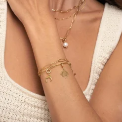 Bracelet double chaine dorée Luza Charms