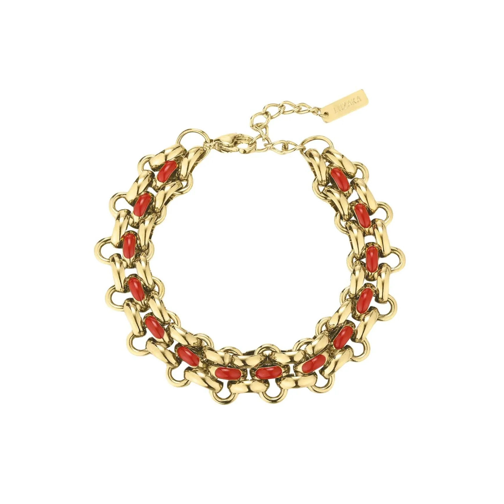 Bracelet Elira rouge acier doré or
