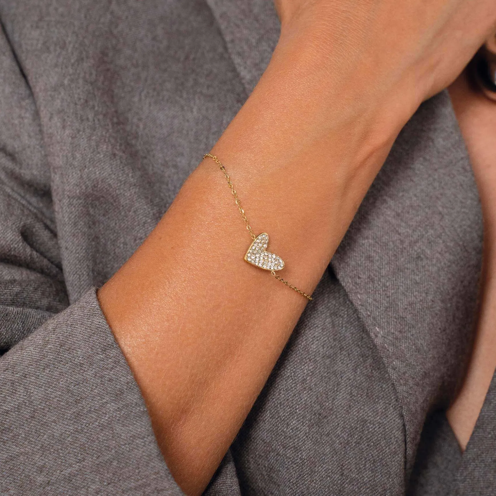 Bracelet Emmy acier doré or strass
