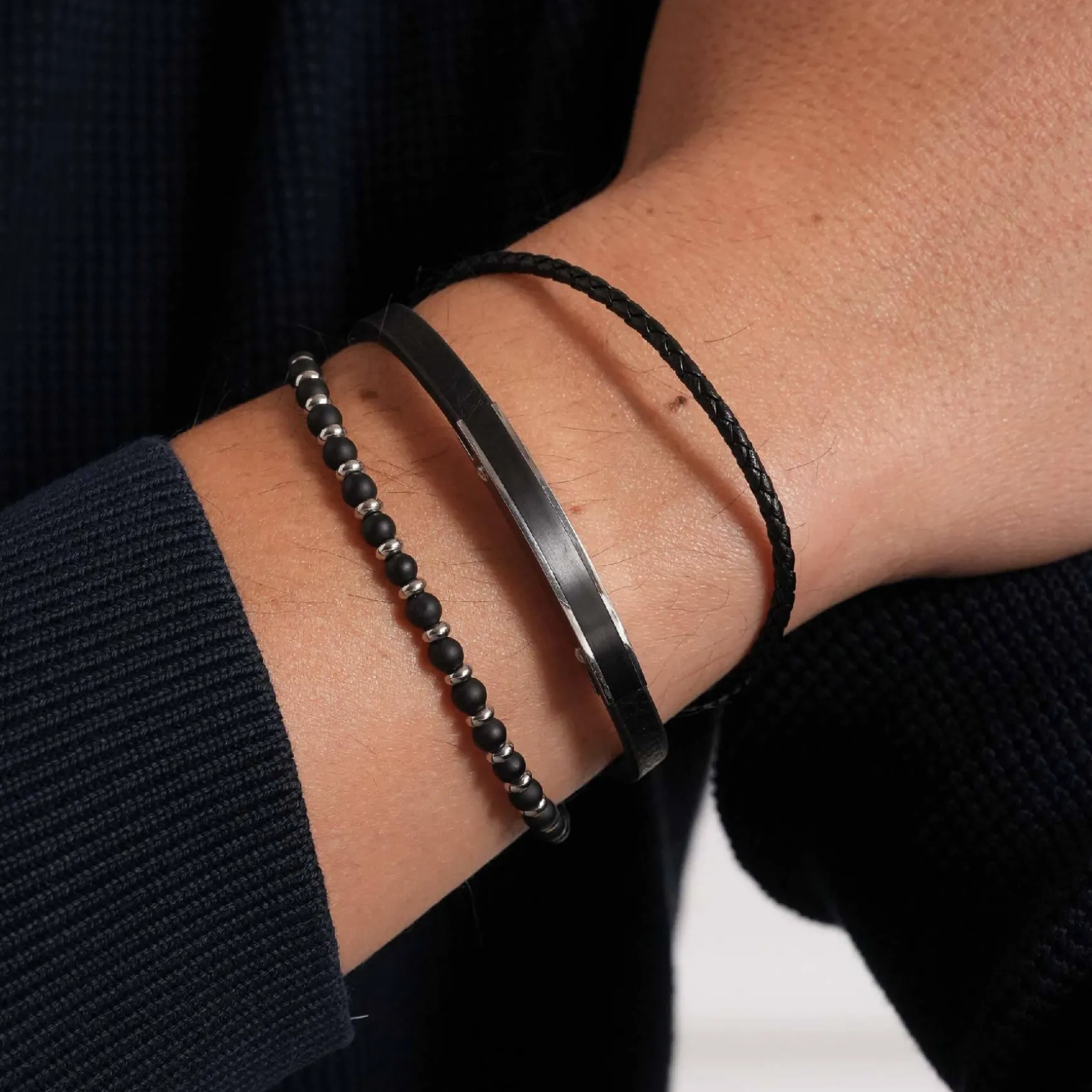 Bracelet Everest pierres agate noire